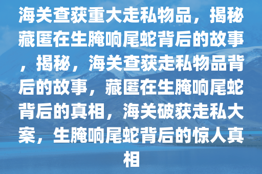 海关查获重大走私物品，揭秘藏匿在生腌响尾蛇背后的故事，揭秘，海关查获走私物品背后的故事，藏匿在生腌响尾蛇背后的真相，海关破获走私大案，生腌响尾蛇背后的惊人真相