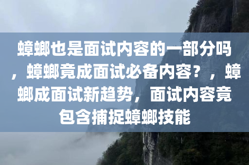 蟑螂也是面试内容的一部分吗，蟑螂竟成面试必备内容？，蟑螂成面试新趋势，面试内容竟包含捕捉蟑螂技能