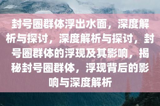 封号圈群体浮出水面，深度解析与探讨，深度解析与探讨，封号圈群体的浮现及其影响，揭秘封号圈群体，浮现背后的影响与深度解析