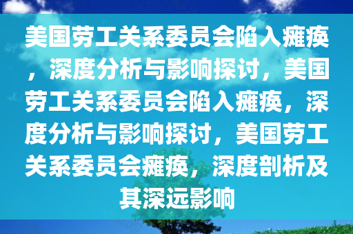 美国劳工关系委员会陷入瘫痪，深度分析与影响探讨，美国劳工关系委员会陷入瘫痪，深度分析与影响探讨，美国劳工关系委员会瘫痪，深度剖析及其深远影响