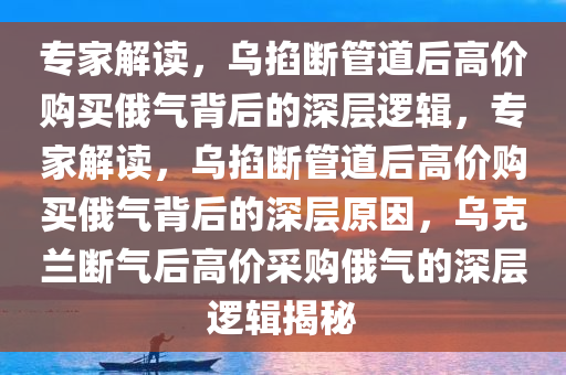 专家解读，乌掐断管道后高价购买俄气背后的深层逻辑，专家解读，乌掐断管道后高价购买俄气背后的深层原因，乌克兰断气后高价采购俄气的深层逻辑揭秘