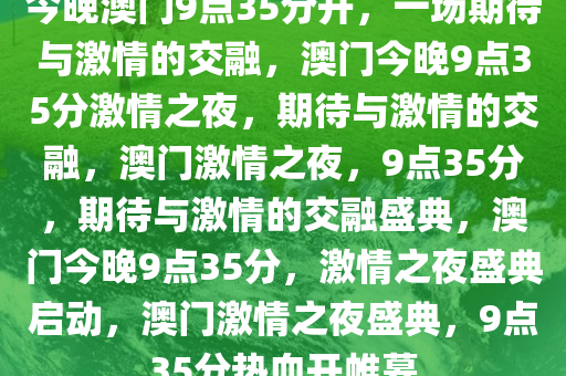 今晚澳门9点35分开，一场期待与激情的交融，澳门今晚9点35分激情之夜，期待与激情的交融，澳门激情之夜，9点35分，期待与激情的交融盛典，澳门今晚9点35分，激情之夜盛典启动，澳门激情之夜盛典，9点35分热血开帷幕