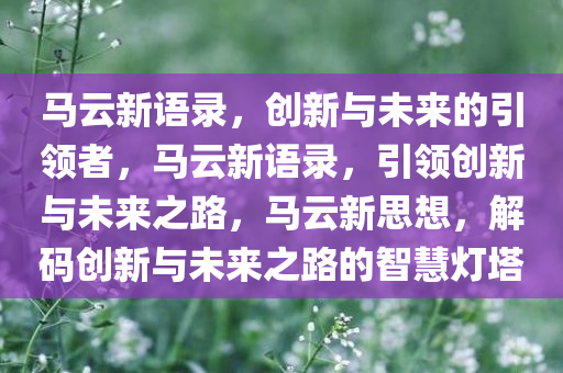 马云新语录，创新与未来的引领者，马云新语录，引领创新与未来之路，马云新思想，解码创新与未来之路的智慧灯塔