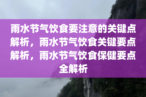 雨水节气饮食要注意的关键点解析，雨水节气饮食关键要点解析，雨水节气饮食保健要点全解析