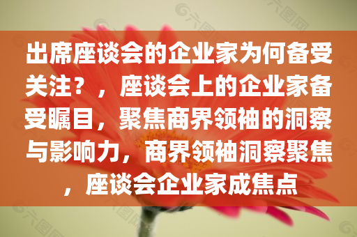 出席座谈会的企业家为何备受关注？，座谈会上的企业家备受瞩目，聚焦商界领袖的洞察与影响力，商界领袖洞察聚焦，座谈会企业家成焦点