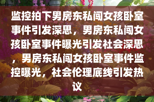 监控拍下男房东私闯女孩卧室事件引发深思，男房东私闯女孩卧室事件曝光引发社会深思，男房东私闯女孩卧室事件监控曝光，社会伦理底线引发热议