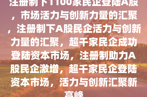 注册制下1100家民企登陆A股，市场活力与创新力量的汇聚，注册制下A股民企活力与创新力量的汇聚，超千家民企成功登陆资本市场，注册制助力A股民企激增，超千家民企登陆资本市场，活力与创新汇聚新高峰