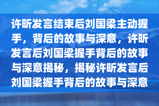 许昕发言结束后刘国梁主动握手，背后的故事与深意，许昕发言后刘国梁握手背后的故事与深意揭秘，揭秘许昕发言后刘国梁握手背后的故事与深意