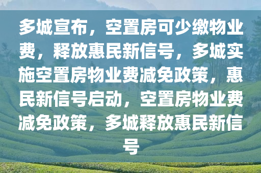 多城宣布，空置房可少缴物业费，释放惠民新信号，多城实施空置房物业费减免政策，惠民新信号启动，空置房物业费减免政策，多城释放惠民新信号