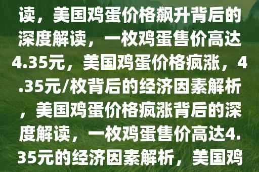 美国鸡蛋价格飙升，一枚鸡蛋售价高达4.35元背后的深度解读，美国鸡蛋价格飙升背后的深度解读，一枚鸡蛋售价高达4.35元，美国鸡蛋价格疯涨，4.35元/枚背后的经济因素解析，美国鸡蛋价格疯涨背后的深度解读，一枚鸡蛋售价高达4.35元的经济因素解析，美国鸡蛋价格飞涨，4.35元/枚背后的经济奥秘揭秘