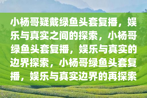 小杨哥疑戴绿鱼头套复播，娱乐与真实之间的探索，小杨哥绿鱼头套复播，娱乐与真实的边界探索，小杨哥绿鱼头套复播，娱乐与真实边界的再探索