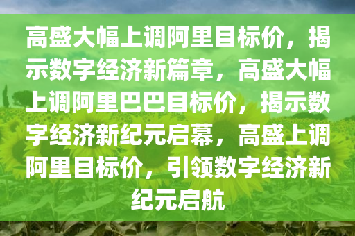 高盛大幅上调阿里目标价，揭示数字经济新篇章，高盛大幅上调阿里巴巴目标价，揭示数字经济新纪元启幕，高盛上调阿里目标价，引领数字经济新纪元启航