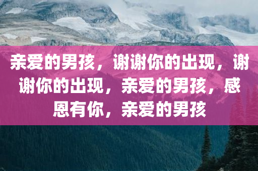 亲爱的男孩，谢谢你的出现，谢谢你的出现，亲爱的男孩，感恩有你，亲爱的男孩