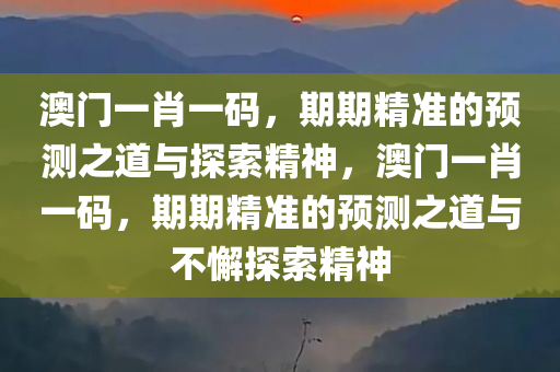 澳门一肖一码，期期精准的预测之道与探索精神，澳门一肖一码，期期精准的预测之道与不懈探索精神