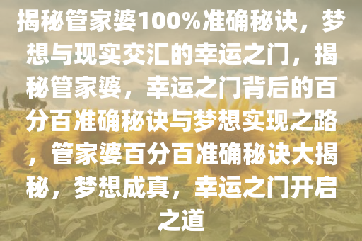 揭秘管家婆100%准确秘诀，梦想与现实交汇的幸运之门，揭秘管家婆，幸运之门背后的百分百准确秘诀与梦想实现之路，管家婆百分百准确秘诀大揭秘，梦想成真，幸运之门开启之道