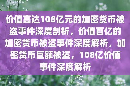 价值高达108亿元的加密货币被盗事件深度剖析，价值百亿的加密货币被盗事件深度解析，加密货币巨额被盗，108亿价值事件深度解析