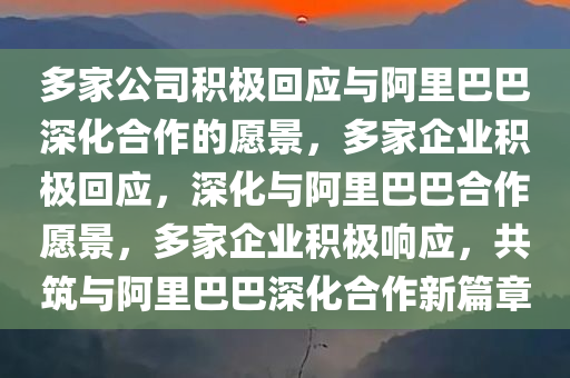 多家公司积极回应与阿里巴巴深化合作的愿景，多家企业积极回应，深化与阿里巴巴合作愿景，多家企业积极响应，共筑与阿里巴巴深化合作新篇章