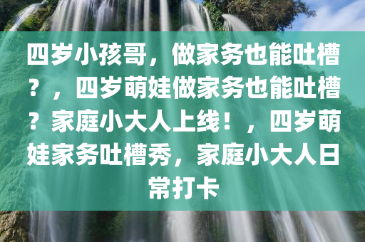 四岁小孩哥，做家务也能吐槽？，四岁萌娃做家务也能吐槽？家庭小大人上线！，四岁萌娃家务吐槽秀，家庭小大人日常打卡