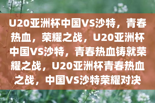 U20亚洲杯中国VS沙特，青春热血，荣耀之战，U20亚洲杯中国VS沙特，青春热血铸就荣耀之战，U20亚洲杯青春热血之战，中国VS沙特荣耀对决