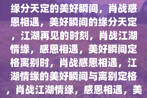 肖战感恩相遇，江湖再见——缘分天定的美好瞬间，肖战感恩相遇，美好瞬间的缘分天定，江湖再见的时刻，肖战江湖情缘，感恩相遇，美好瞬间定格离别时，肖战感恩相遇，江湖情缘的美好瞬间与离别定格，肖战江湖情缘，感恩相遇，美好瞬间定格离别时