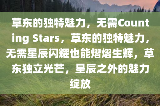 草东的独特魅力，无需Counting Stars，草东的独特魅力，无需星辰闪耀也能熠熠生辉，草东独立光芒，星辰之外的魅力绽放