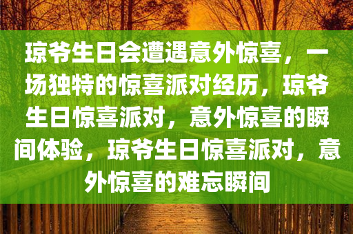 琼爷生日会遭遇意外惊喜，一场独特的惊喜派对经历，琼爷生日惊喜派对，意外惊喜的瞬间体验，琼爷生日惊喜派对，意外惊喜的难忘瞬间