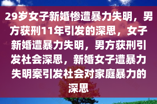 29岁女子新婚惨遭暴力失明，男方获刑11年引发的深思，女子新婚遭暴力失明，男方获刑引发社会深思，新婚女子遭暴力失明案引发社会对家庭暴力的深思