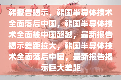 韩报告揭示，韩国半导体技术全面落后中国，韩国半导体技术全面被中国超越，最新报告揭示差距拉大，韩国半导体技术全面落后中国，最新报告揭示巨大差距