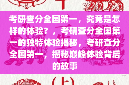 考研查分全国第一，究竟是怎样的体验？，考研查分全国第一的独特体验揭秘，考研查分全国第一，揭秘巅峰体验背后的故事