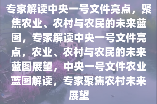 专家解读中央一号文件亮点，聚焦农业、农村与农民的未来蓝图，专家解读中央一号文件亮点，农业、农村与农民的未来蓝图展望，中央一号文件农业蓝图解读，专家聚焦农村未来展望