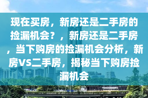 现在买房，新房还是二手房的捡漏机会？，新房还是二手房，当下购房的捡漏机会分析，新房VS二手房，揭秘当下购房捡漏机会