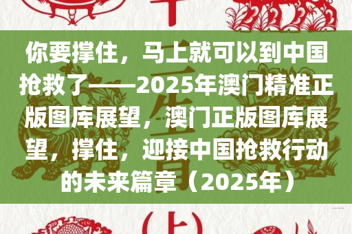 你要撑住，马上就可以到中国抢救了——2025年澳门精准正版图库展望，澳门正版图库展望，撑住，迎接中国抢救行动的未来篇章（2025年）