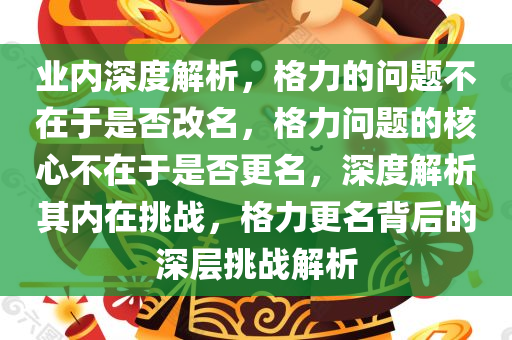 业内深度解析，格力的问题不在于是否改名，格力问题的核心不在于是否更名，深度解析其内在挑战，格力更名背后的深层挑战解析