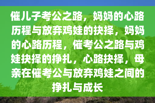 催儿子考公之路，妈妈的心路历程与放弃鸡娃的抉择，妈妈的心路历程，催考公之路与鸡娃抉择的挣扎，心路抉择，母亲在催考公与放弃鸡娃之间的挣扎与成长