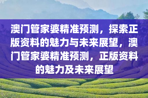 澳门管家婆精准预测，探索正版资料的魅力与未来展望，澳门管家婆精准预测，正版资料的魅力及未来展望