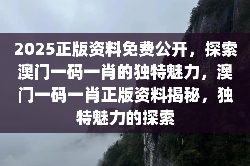 2025正版资料免费公开，探索澳门一码一肖的独特魅力，澳门一码一肖正版资料揭秘，独特魅力的探索