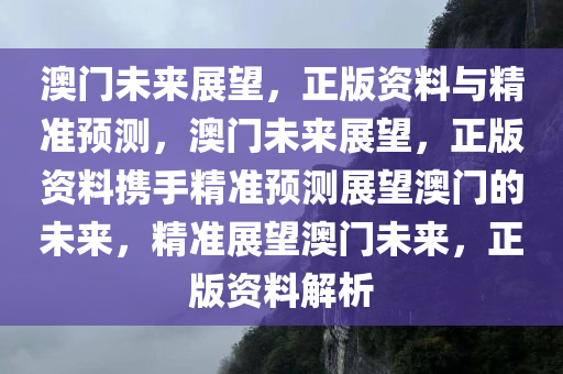 澳门未来展望，正版资料与精准预测，澳门未来展望，正版资料携手精准预测展望澳门的未来，精准展望澳门未来，正版资料解析