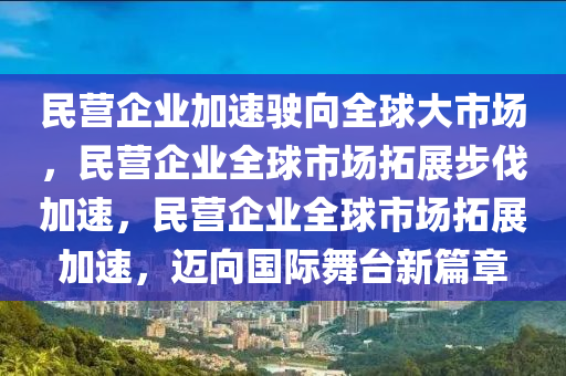 民营企业加速驶向全球大市场，民营企业全球市场拓展步伐加速，民营企业全球市场拓展加速，迈向国际舞台新篇章