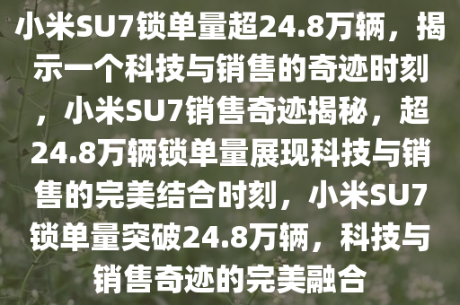 小米SU7锁单量超24.8万辆，揭示一个科技与销售的奇迹时刻，小米SU7销售奇迹揭秘，超24.8万辆锁单量展现科技与销售的完美结合时刻，小米SU7锁单量突破24.8万辆，科技与销售奇迹的完美融合