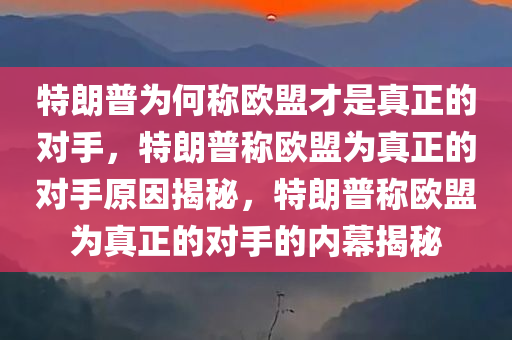 特朗普为何称欧盟才是真正的对手，特朗普称欧盟为真正的对手原因揭秘，特朗普称欧盟为真正的对手的内幕揭秘