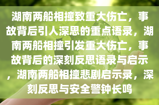 湖南两船相撞致重大伤亡，事故背后引人深思的重点语录，湖南两船相撞引发重大伤亡，事故背后的深刻反思语录与启示，湖南两船相撞悲剧启示录，深刻反思与安全警钟长鸣