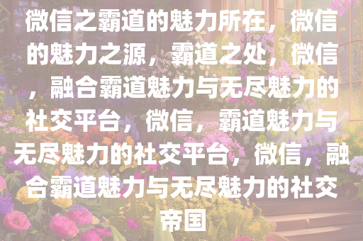 微信之霸道的魅力所在，微信的魅力之源，霸道之处，微信，融合霸道魅力与无尽魅力的社交平台，微信，霸道魅力与无尽魅力的社交平台，微信，融合霸道魅力与无尽魅力的社交帝国