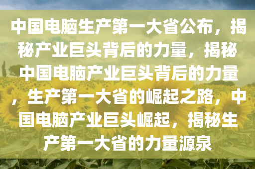 中国电脑生产第一大省公布，揭秘产业巨头背后的力量，揭秘中国电脑产业巨头背后的力量，生产第一大省的崛起之路，中国电脑产业巨头崛起，揭秘生产第一大省的力量源泉