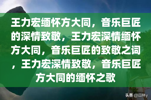 王力宏缅怀方大同，音乐巨匠的深情致敬，王力宏深情缅怀方大同，音乐巨匠的致敬之词，王力宏深情致敬，音乐巨匠方大同的缅怀之歌