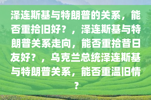 泽连斯基与特朗普的关系，能否重拾旧好？，泽连斯基与特朗普关系走向，能否重拾昔日友好？，乌克兰总统泽连斯基与特朗普关系，能否重温旧情？