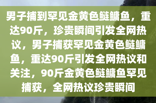 男子捕到罕见金黄色鲢鳙鱼，重达90斤，珍贵瞬间引发全网热议，男子捕获罕见金黄色鲢鳙鱼，重达90斤引发全网热议和关注，90斤金黄色鲢鳙鱼罕见捕获，全网热议珍贵瞬间