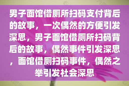 男子面馆借厕所扫码支付背后的故事，一次偶然的方便引发深思，男子面馆借厕所扫码背后的故事，偶然事件引发深思，面馆借厕扫码事件，偶然之举引发社会深思