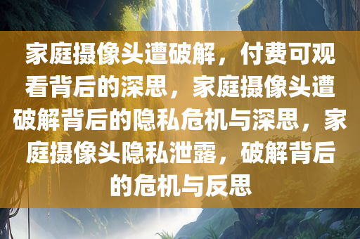 家庭摄像头遭破解，付费可观看背后的深思，家庭摄像头遭破解背后的隐私危机与深思，家庭摄像头隐私泄露，破解背后的危机与反思