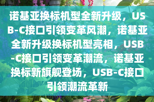 诺基亚换标机型全新升级，USB-C接口引领变革风潮，诺基亚全新升级换标机型亮相，USB-C接口引领变革潮流，诺基亚换标新旗舰登场，USB-C接口引领潮流革新