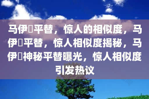 马伊琍平替，惊人的相似度，马伊琍平替，惊人相似度揭秘，马伊琍神秘平替曝光，惊人相似度引发热议